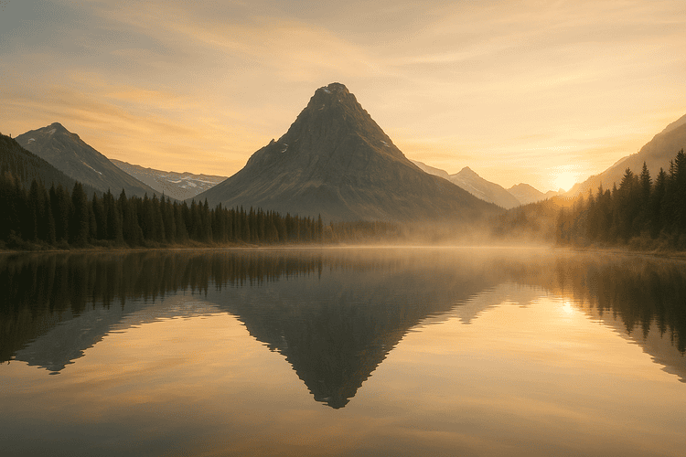 Sunrise Over Tranquil Lake